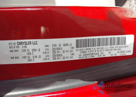 2008 Dodge Grand Caravan Sxt z USA, uszkodzony, nr VIN 2D8HN54P68R753432